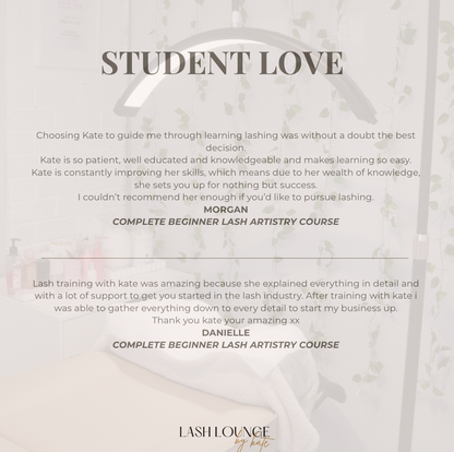 1:1 In Person Beginner Lash Artistry Course